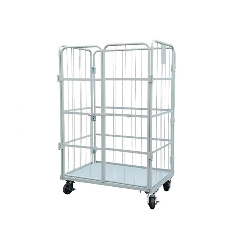 Size: 850x650x1700mm roll container steel wire mesh trolley cage Roll Cage Trolley for warehouse sotrage transportation
