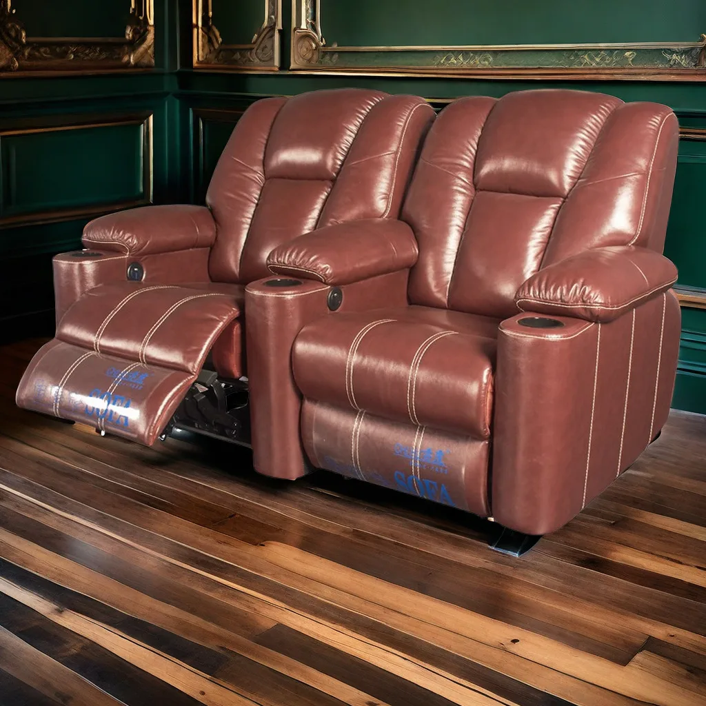 Современное Электрическое Кресло для домашнего кинотеатра мебель из натуральной кожи с массажным элементом деревянная рама набор сидений театра