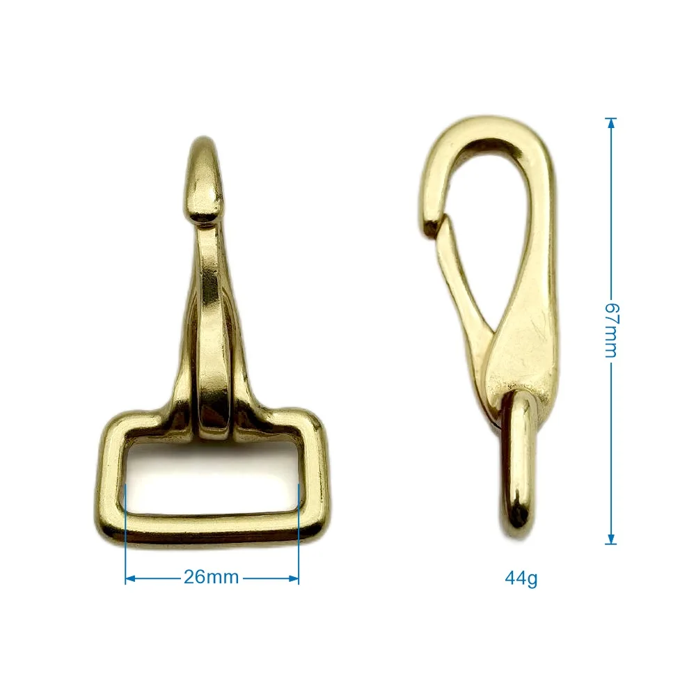 All Size Solid Brass Snap Hook Dog Collar Brass Hardware Keychain Snap Hook Clips For Handbag Strap