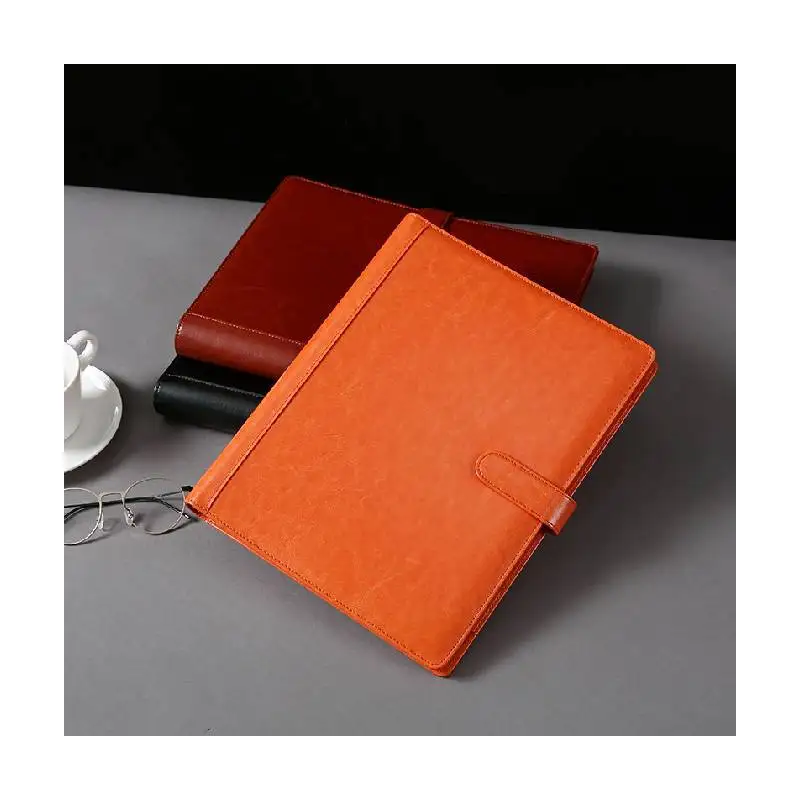 Multi Function Leather Cover 4 Hole Ring Binders File Folder A4 Document Holder with Calculator