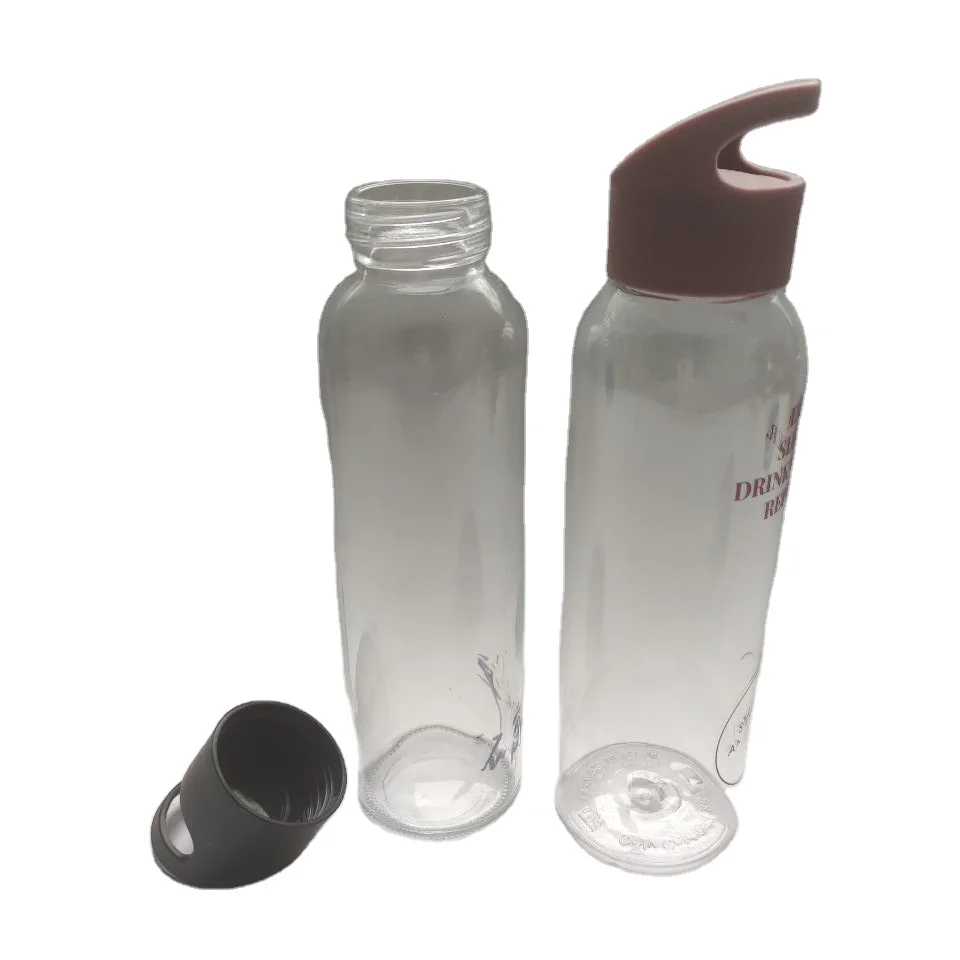 food grade China famous europe design novelty  glass drinking cup glass bottle for drinking with plastic lid