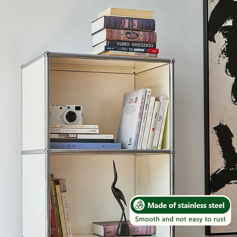 Bookshelves: Used Modular Combination Cabinets, INS Wrought Iron Nordic Floor Shelf, Modern Simple Stainless Steel Bookcase