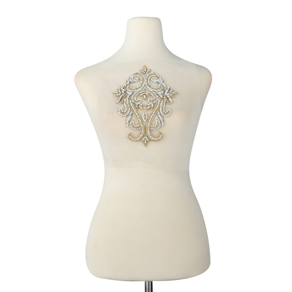 Wholesale bling bling crystal whole piece cover body lace patch rhinestone appliques