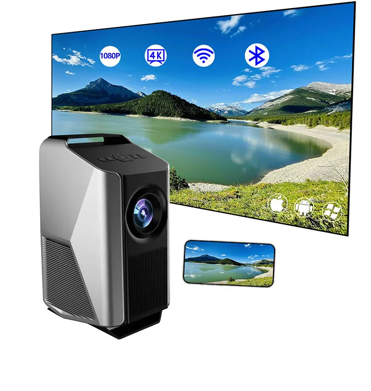 H2 портативный смарт-телевизор высокой четкости изображение качество Крытый Открытый USB подключение проектор Встроенный стерео динамик Светодиодная лампа