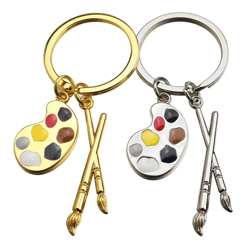 Creative Palette Key Pendant Art School Art Department Drawing Pen Gift European And American Painting Key Chain