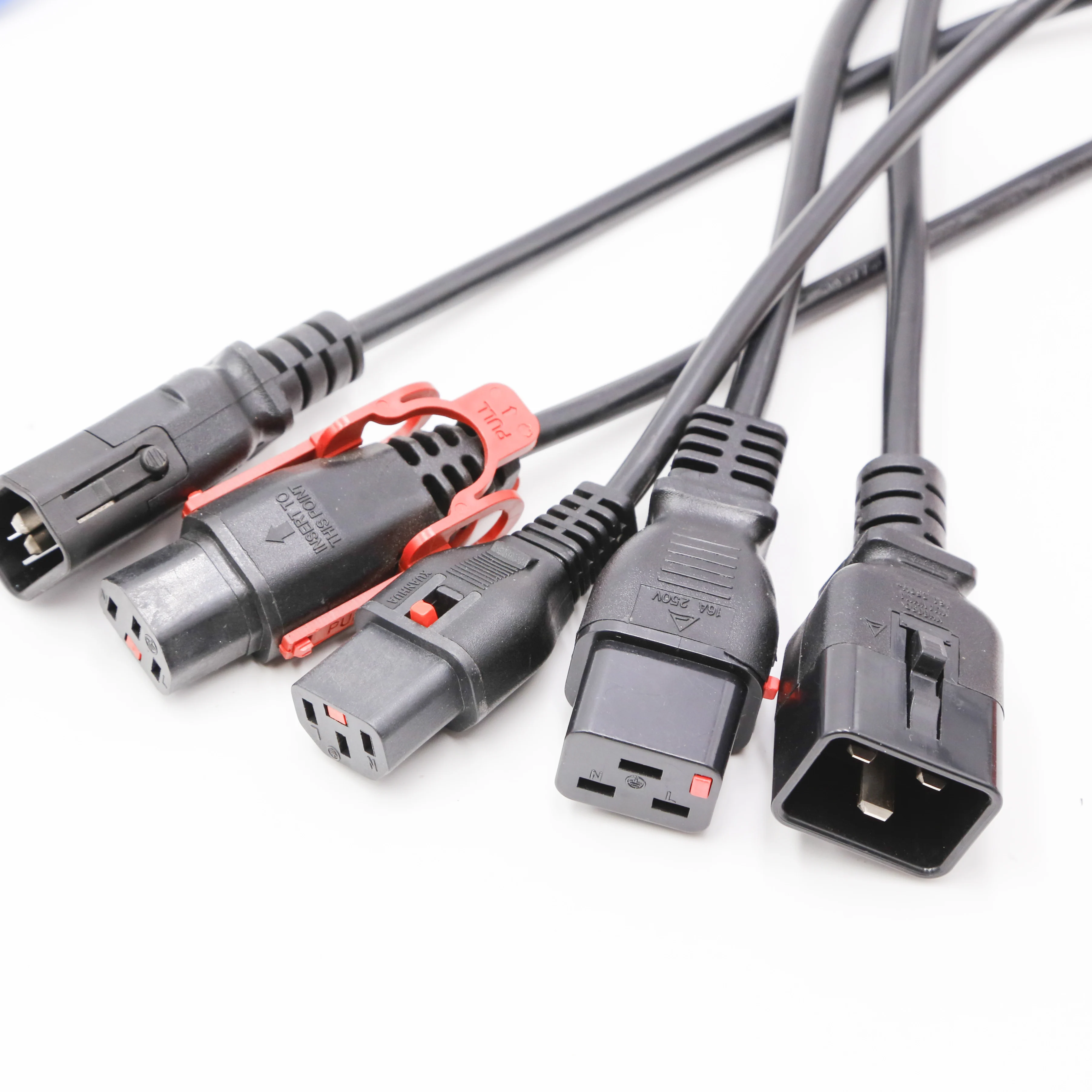 
OEM/ODM black main lead right angled c13 to c14 power cable iec orange power lead 