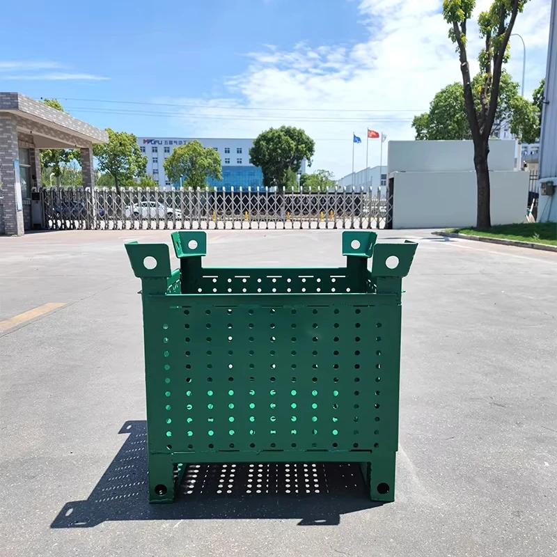 T1210L-14 Warehouse Logistics Folding Storage Corrosion Resistant Durable Forklift Two-way Fork Metal Pallet Safety Stillage Box