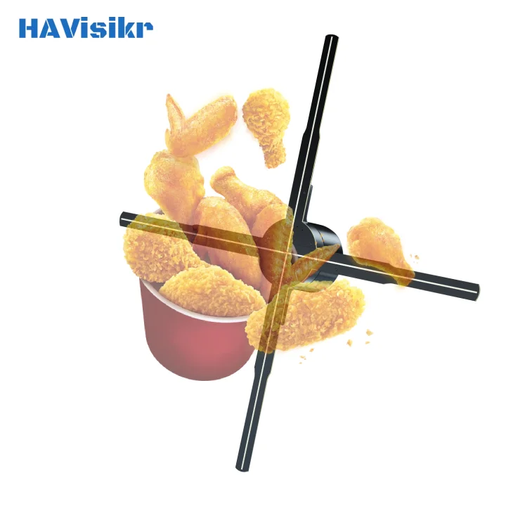 Customized suspension smart led fan screen naked-eye 3D holographic fan aerial stereoscopic imaging projector