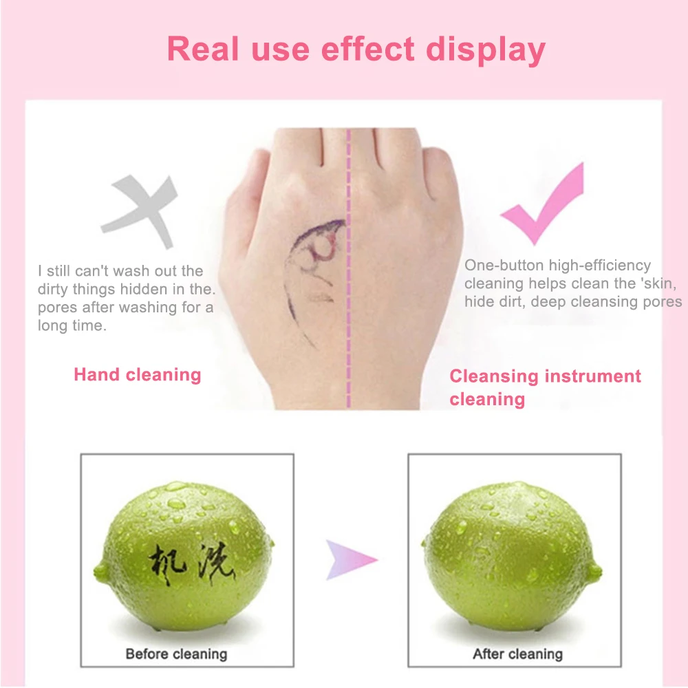 Wireless Charging Silicone Face Cleaner IPX7 Waterproof Two-Side Facial Brush for Skin Lifting