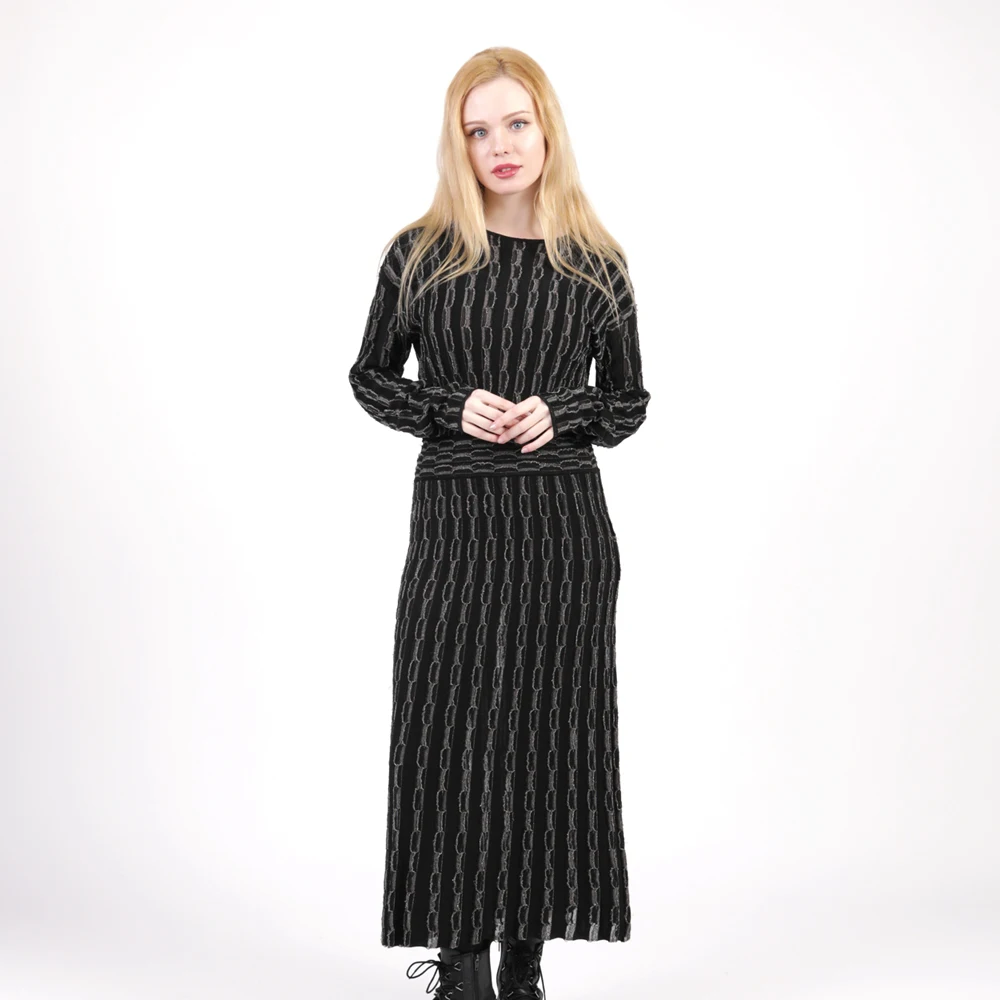 New Style Sweater Dresses Women for Clothing Knitted Dress Fall Winter 2021 Long Sleeve with Crew Neck Design Casual Dress