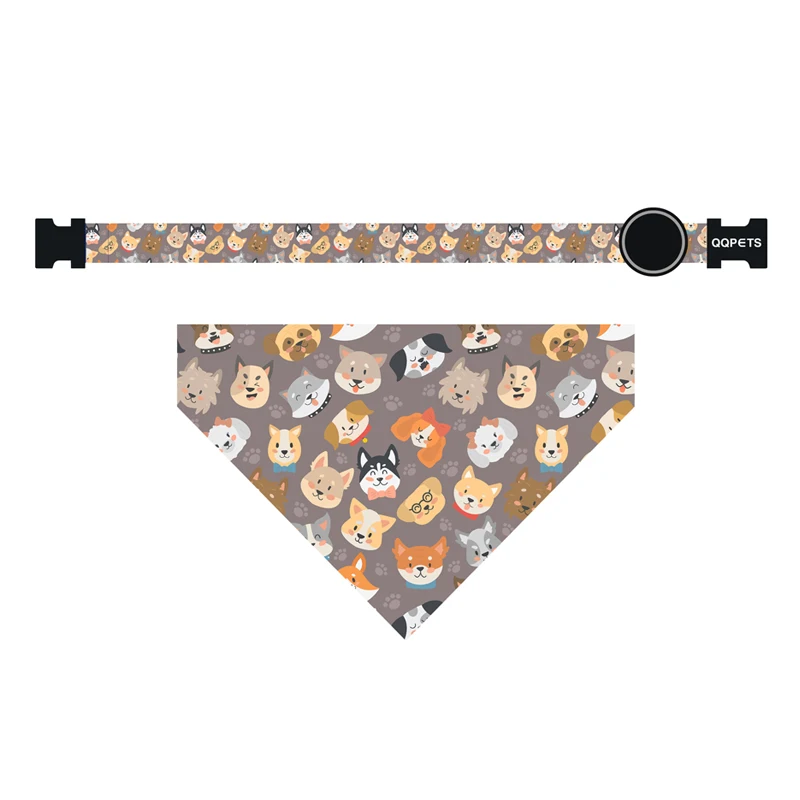 Custom Printed Polyester concise Dog Christmas Bandana Collar Wholesale