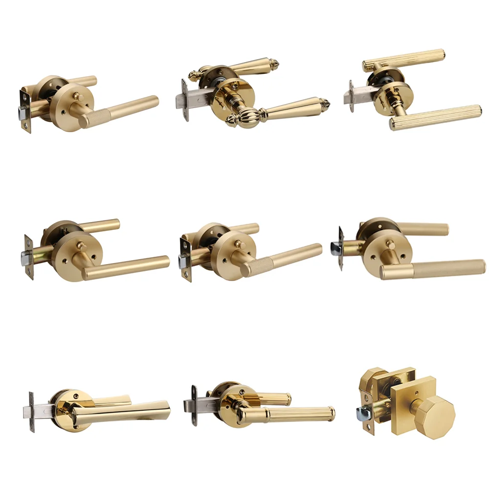 American Lock Brass Lever Door Handles Luxury Modern Privacy Door Handles For Interior Doors