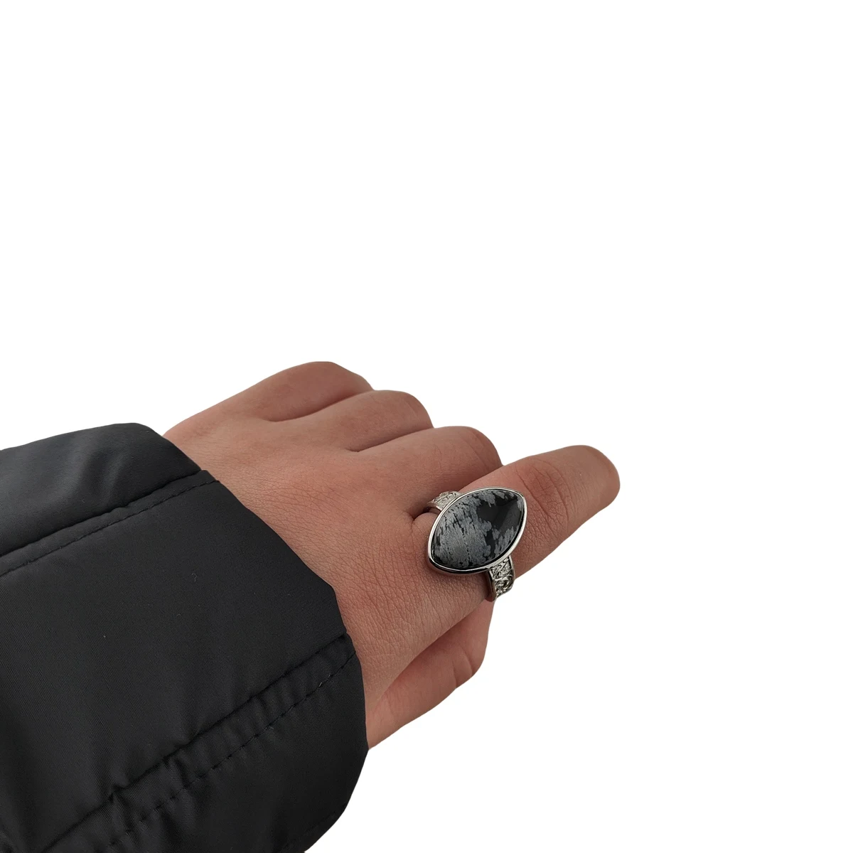 Trendy High Quality Snowflake Gemstone Rings for Women Silver Plated Horse Eye Shape Adjustable Female Rings Jewelry