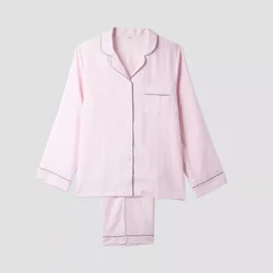 2023 Winter Wholesale Women Oeko-Tex 100 Certified 100% Linen Two Pieces Pant pink Sleepwear Pajamas Sets