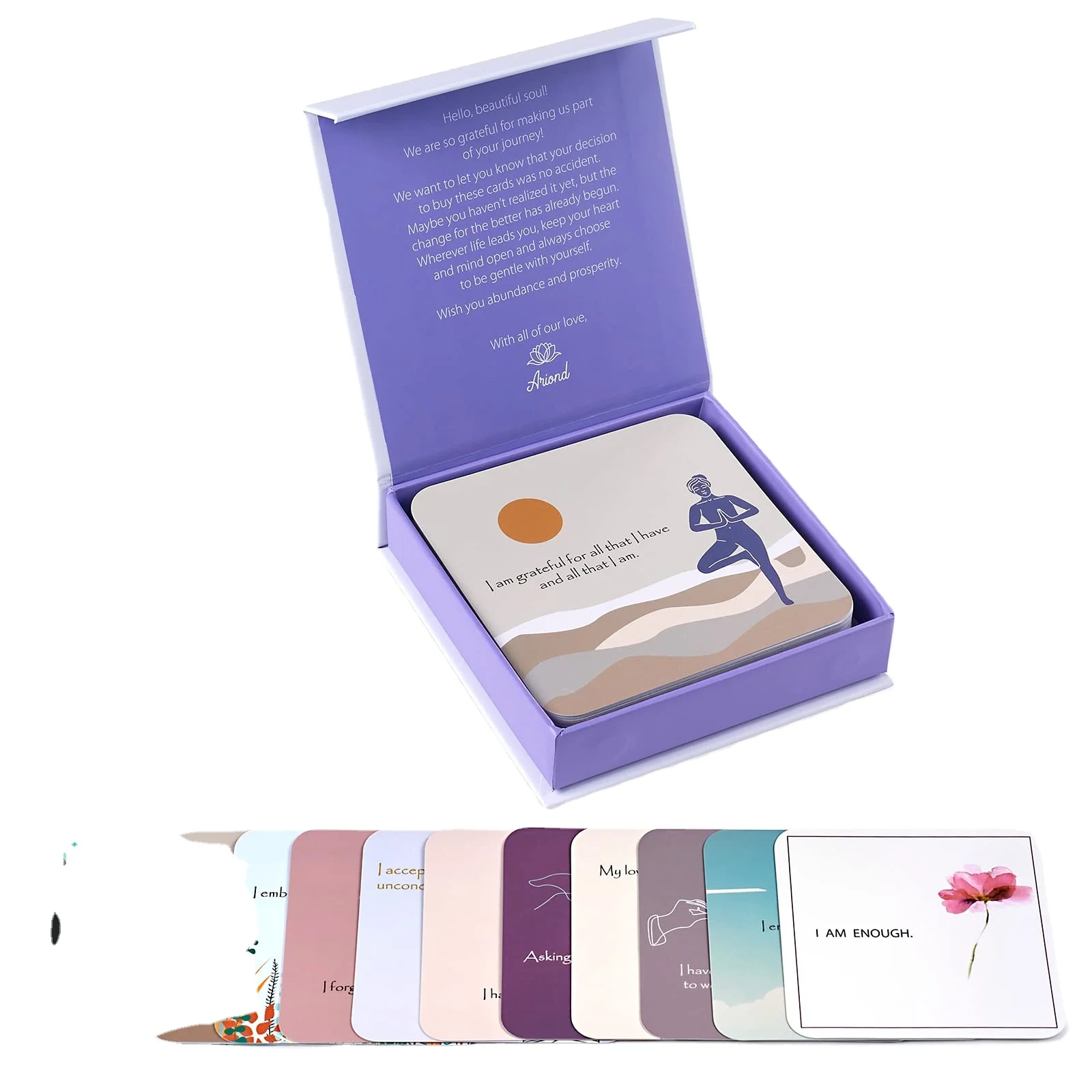 Wholesale Custom Positive Quote Affrmation Box Deck Design Printed Adult Game Custom Affirmation Cards