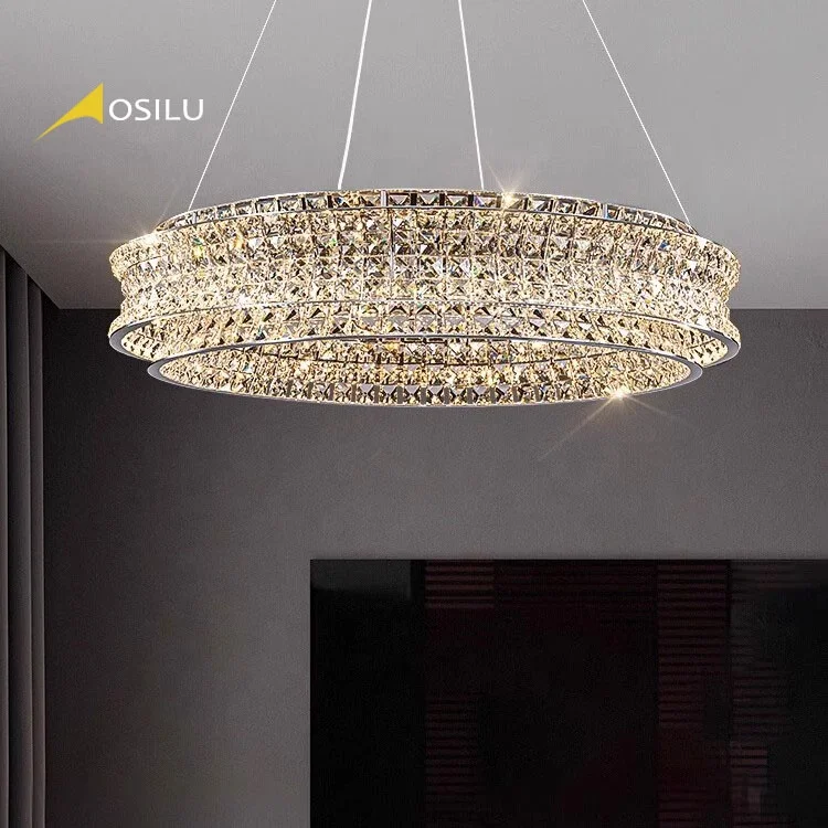 2024 New Factory wholesale round luxury high-end stainless steel K9 Crystal living room banquet hall customized chandelier