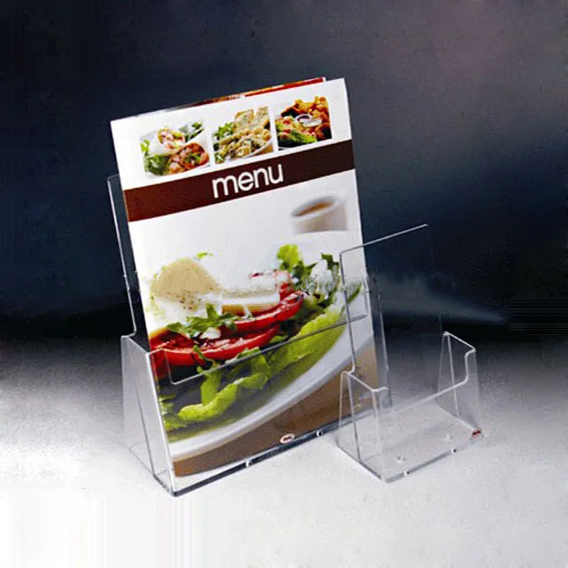 Counter Top Acrylic Office Sign Holder Stands Lucite Menu Holder Menu Card Display Stands Single Pocket Acrylic Brochure Holder