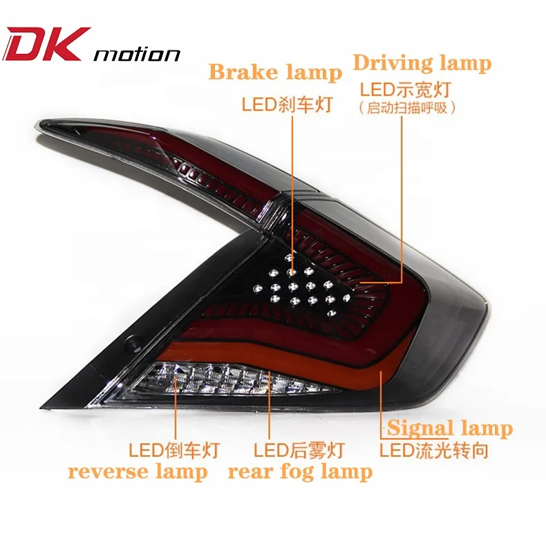 Car Lamp Led Tail Light For Honda Civic 10th sedan 2016 2017 2018 2019 Tail lamp With DRL