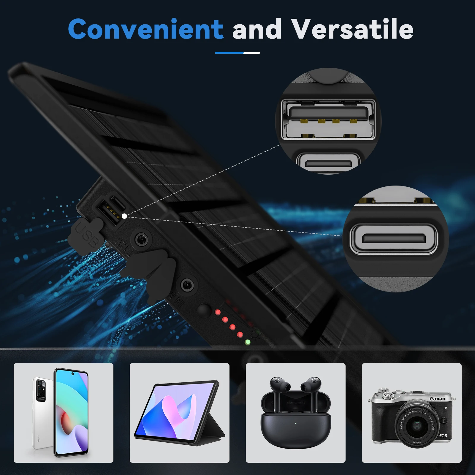 Factory Customized 10W Solar Charging Panel USB/6V/9V/12V Output Built In Battery 18650 25000mAh rechargeable For Trail camera