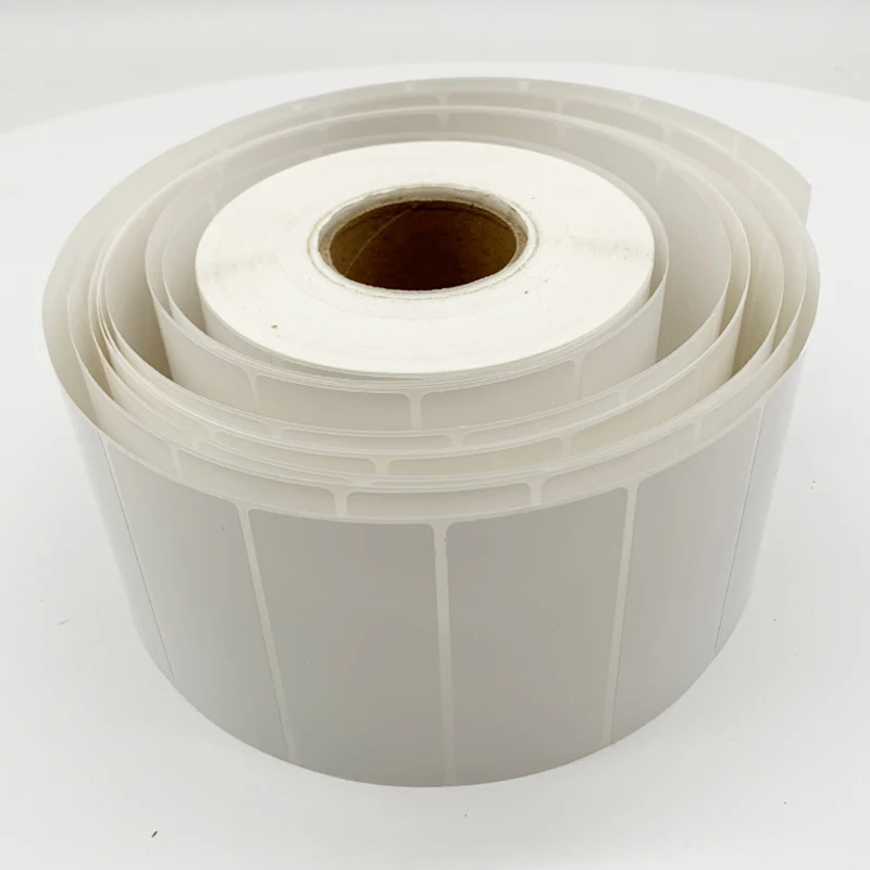 Blank PET Adhesive Label Paper Gloss Finished dumb Silver Sticker Rolls For Bar Code Printer