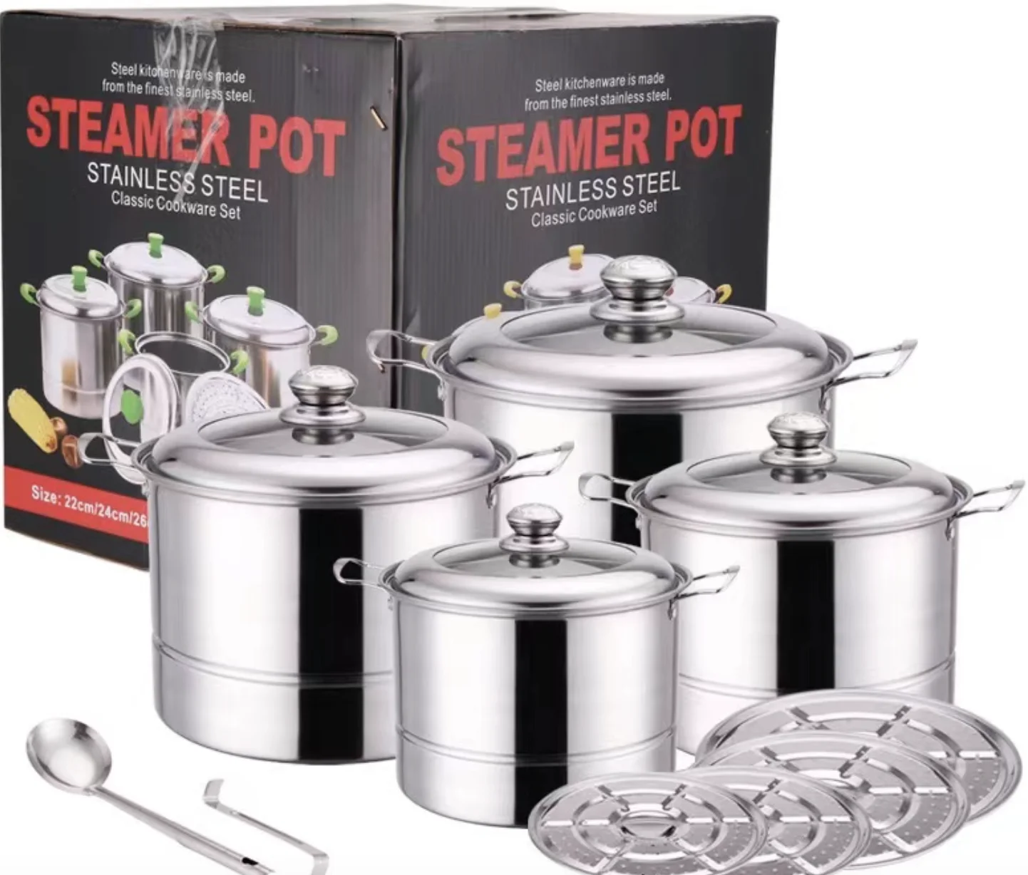 Cooking Casseroles Stainless Steel Soup Pot Set Kitchen Cookware 22cm 24cm 26cm 28cm Soup Milk Cooking Pot Set