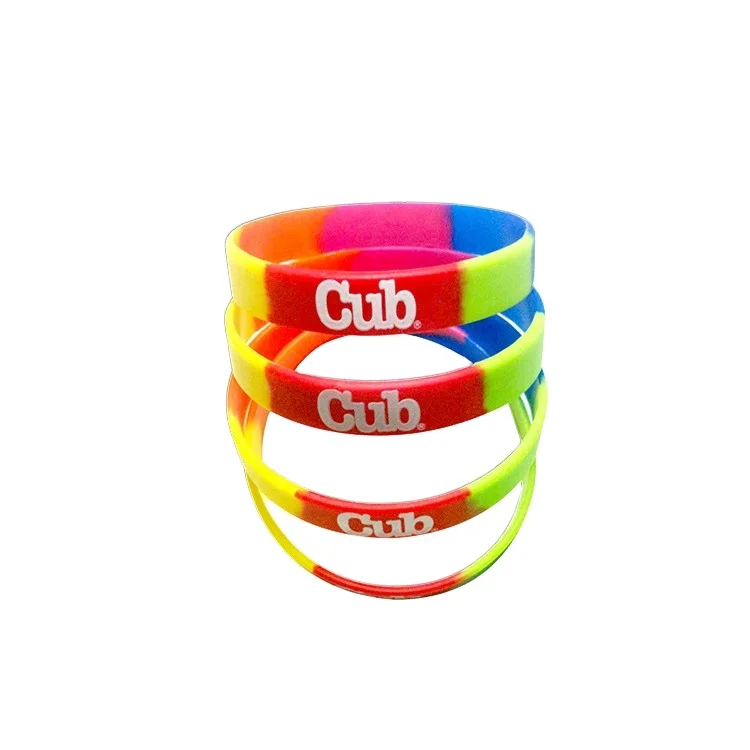 
Hot Promotional Gift Rainbow Silicone Wristband, Motivational DIY Elastic Rainbow Rubber Bands 