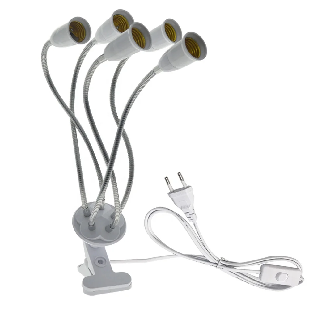 2/3/5 Head E27 Flexible Clip Lamp Holder with Switch For LED Plant Grow Bulb Pet Reptile Disinfection light UVC 254nm Table Lamp