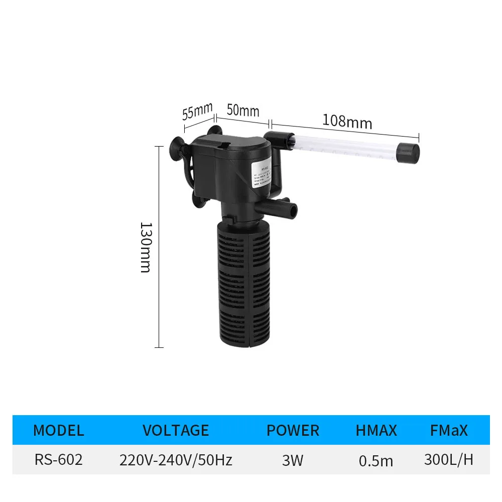 Mini 3-in-1 Rain Shower Aquarium Filter Adjustable Pump Noise Reduction Design Built-in Filter Pump Plastic Small Fish Water Use