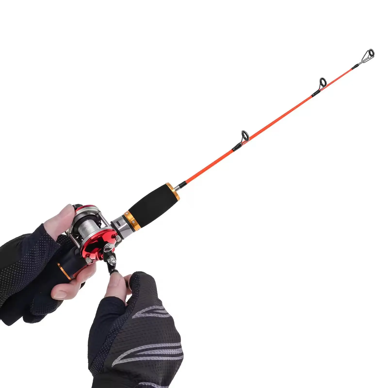Wholesale 50cm red ice fishing rod suit, hard drum wheel bait suit raft fishing gear