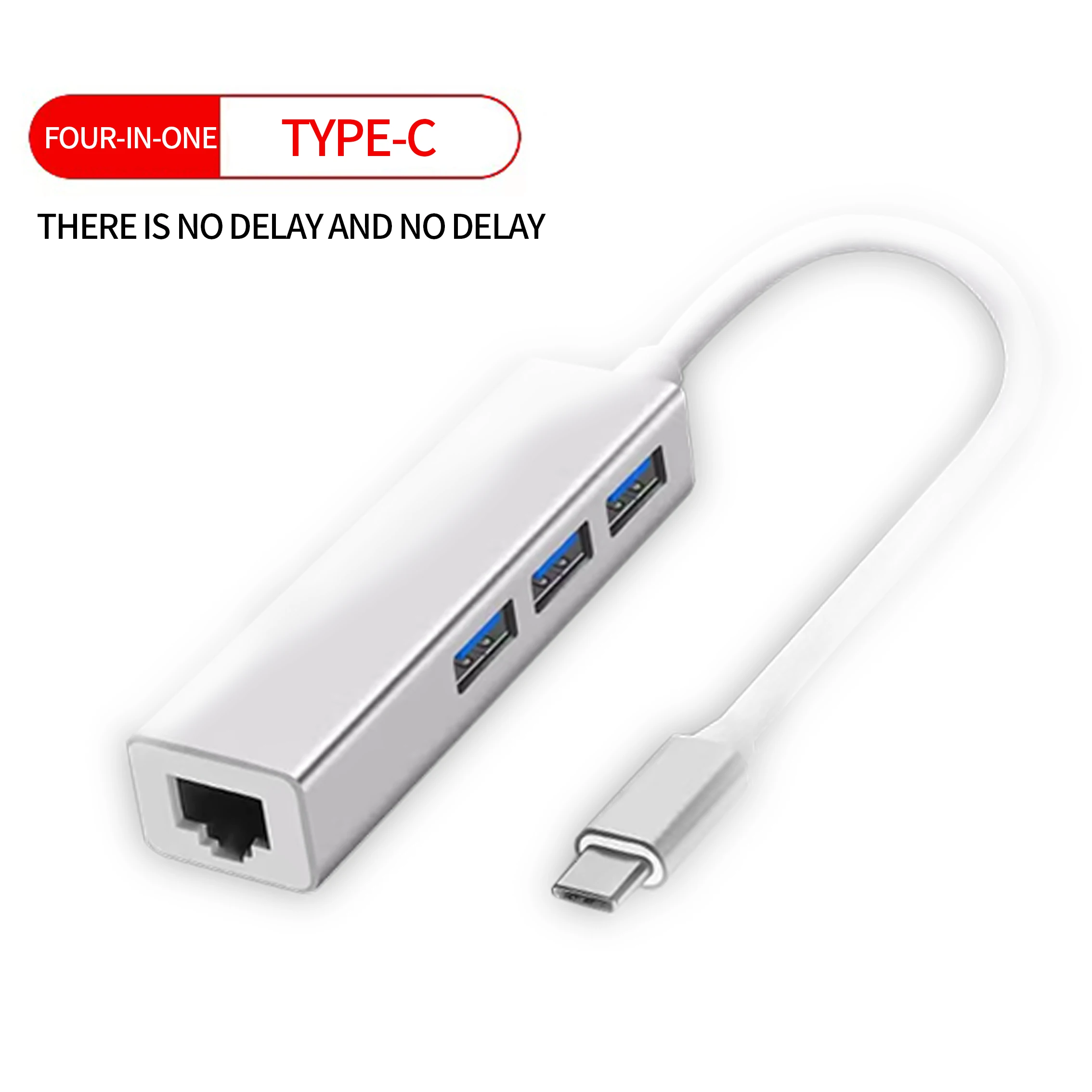 4 in 1 USB 2.0 3.0 Type C to RJ45 Hub Ethernet Adapter Lan RJ 45 Network Card for Desktop Laptop Notebook and more devices