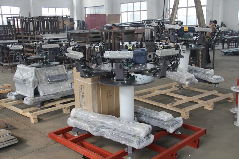6 color six station manual rotary serigraph printing machine for t shirt
