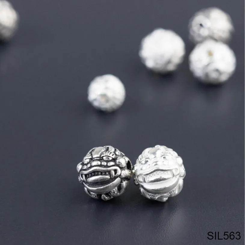 Sterling Silver Pixiu Beads Sterling Good Fortune Pixiu Beads 925 Silver Lion Beads SIL563