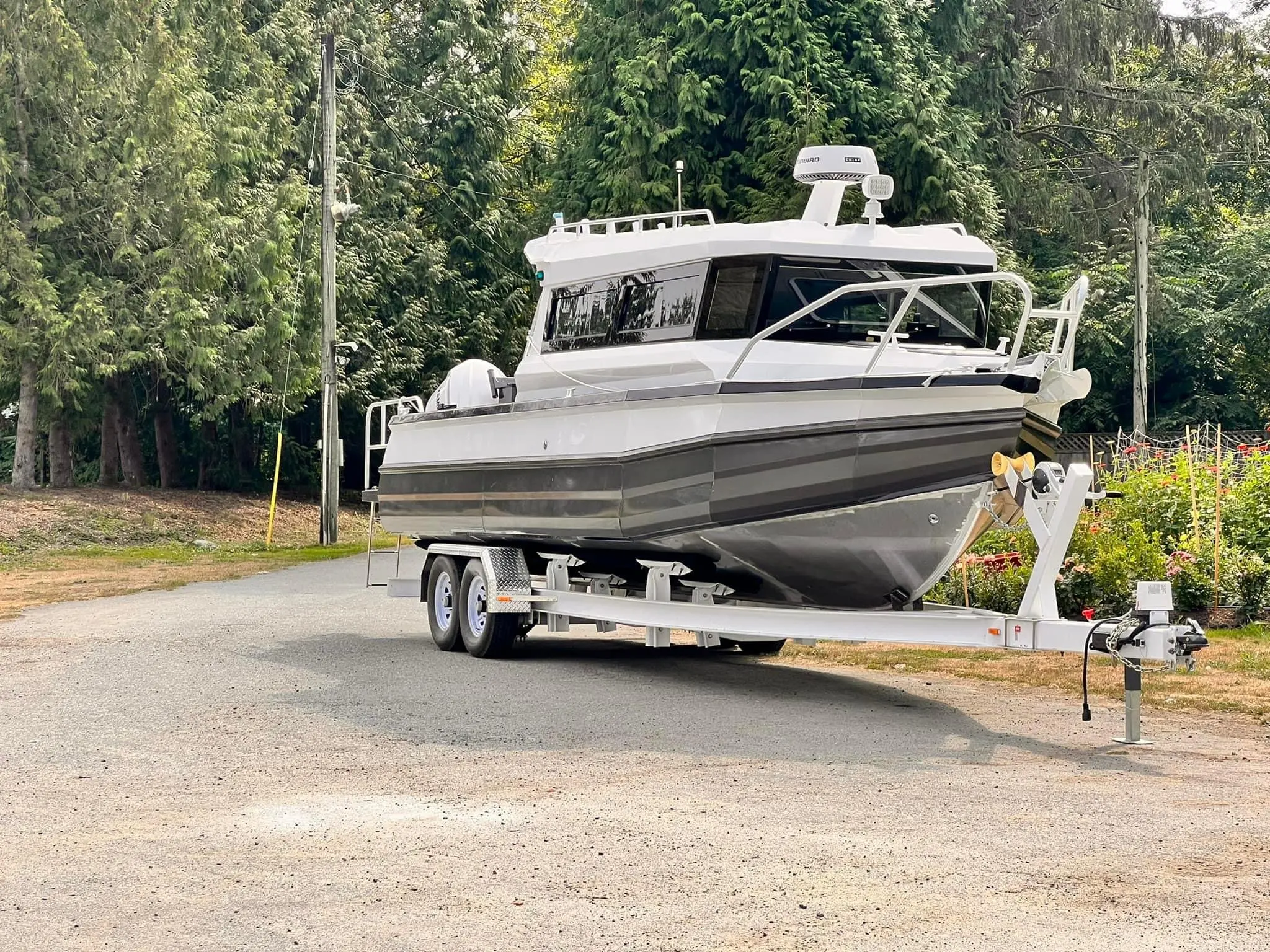 Factory outlet grey 30ft Easycraft aluminum boat fishing vessel with bathroom high quality yacht rowing boat for sale