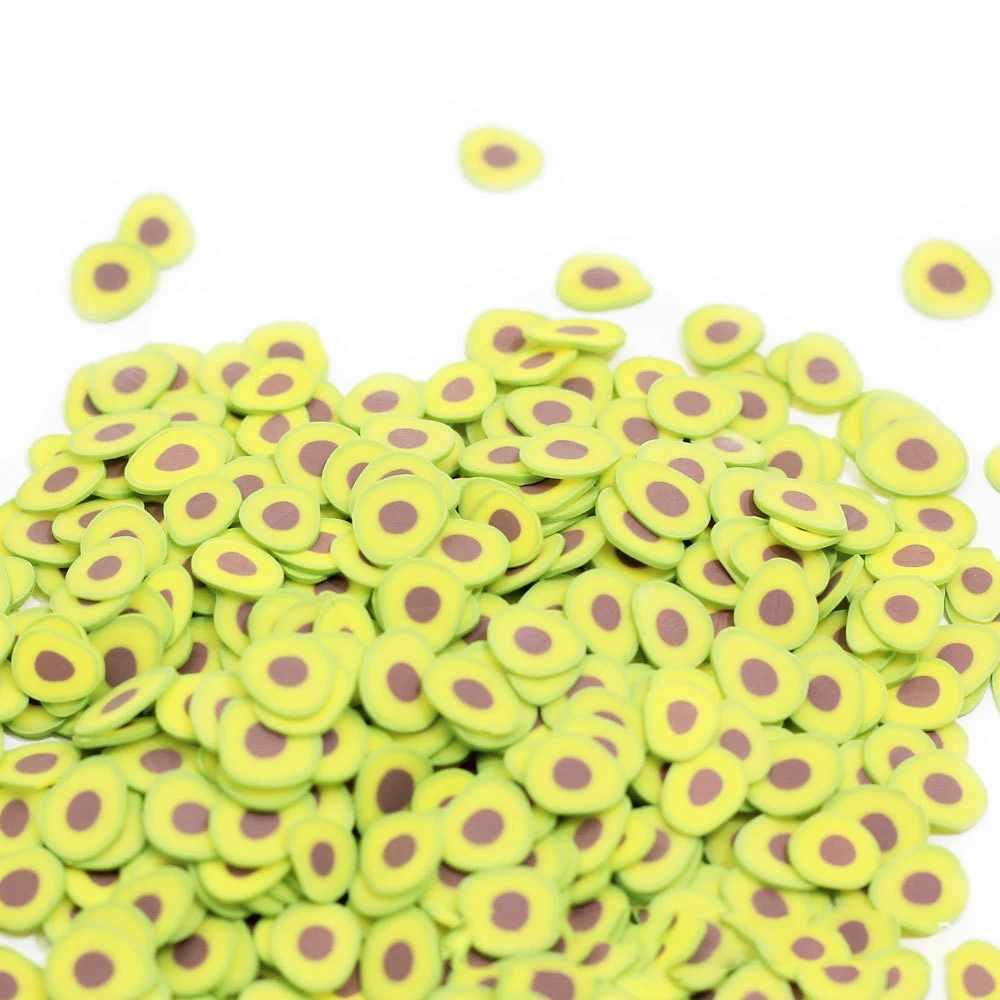 Green Avocado Slices Fruit Shape Manicure Decoration Pieces Pottery Clay Materials for Nail Printed