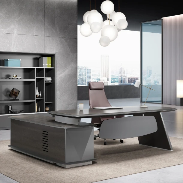 Высококачественный современный дизайн, роскошный деревянный шпон, главный менеджер, директор, Председатель, офисная мебель, китайский стол руководителя