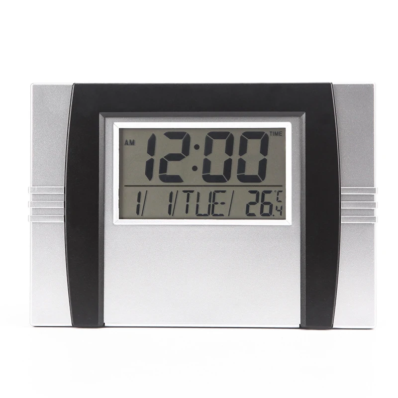 KH-CL098 Large Plastic Hanging LCD Thermometer Calendar Digital Wall Clock with Date and Time