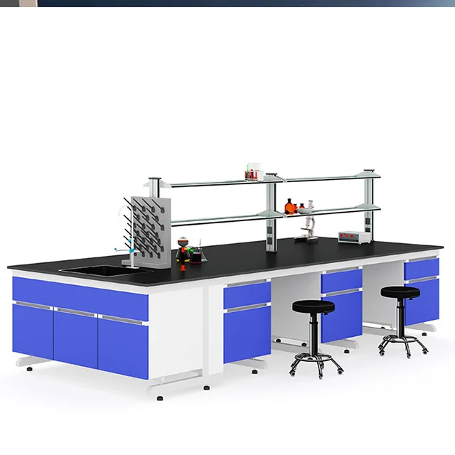 High quality USA standard steel and wood structure science lab furniture Island Lab Bench