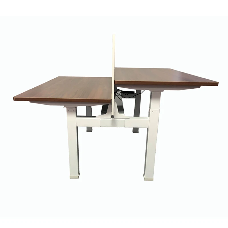 Ada Double Seats 2 Side Dual Motor  Electric Height Adjustable Laptop Office Standing Desk With Adjustable Beam