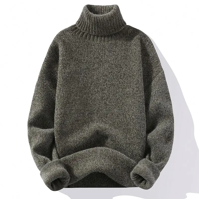 Men Solid Color Sweater Men Knitted Turtleneck Sweater Winter Male Knitted Sweater Causal Pullovers Man Clothes