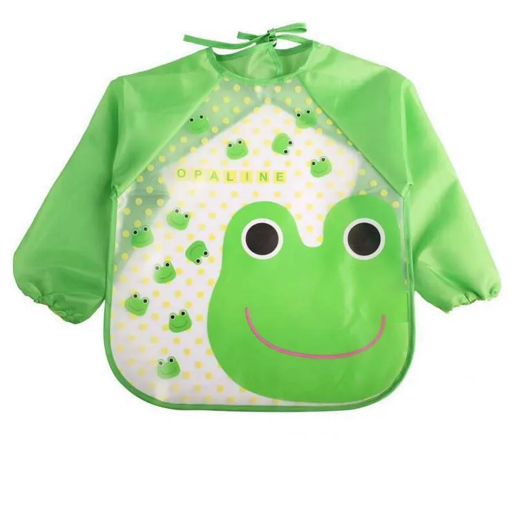 EVA waterproof colorful children bib cute cartoon animal baby bibs full sleeve children aprons long sleeve feeding bibs