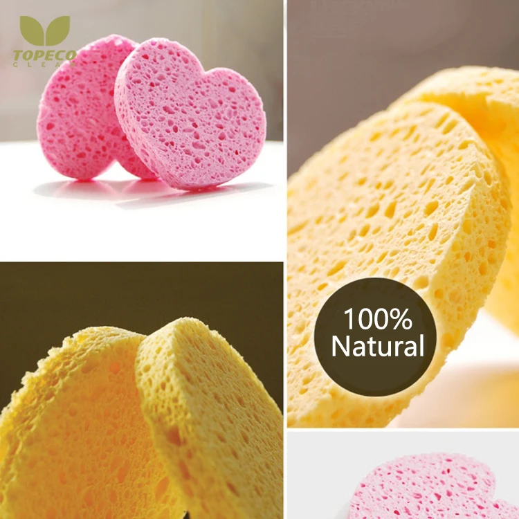 Topeco Compressed Natural Cellulose Facial Wipe Bath Sponge Super Water Absorption Eco Friendly Cellulose Facial Sponge