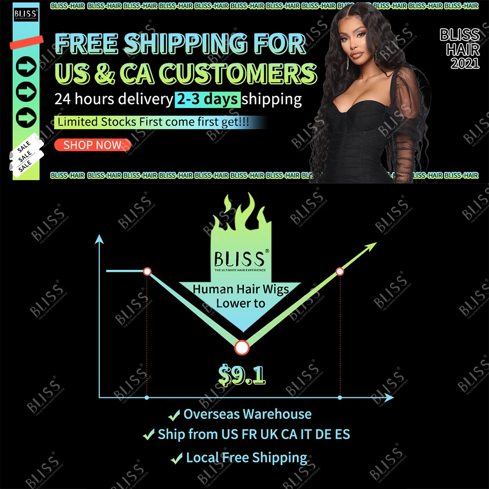 Bliss US CA Free Shipping Short Bob Wigs Human Hair Lace Front Bob Wigs Ship From US IN STOCKS