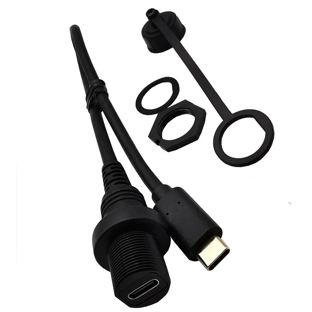 USB3.1 type-c Male to Female AUX Flush Panel Mount Extension Cable for Car