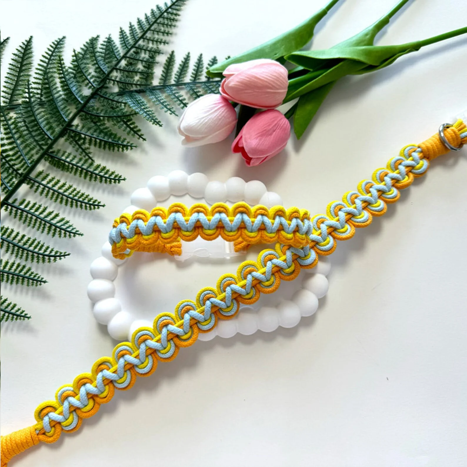 CUSTOM Summer Gift Towing Rope Link Neck Decoration  Macrame COTTON Braided Cute Collar Dog  Cat Collars leash set with buckle