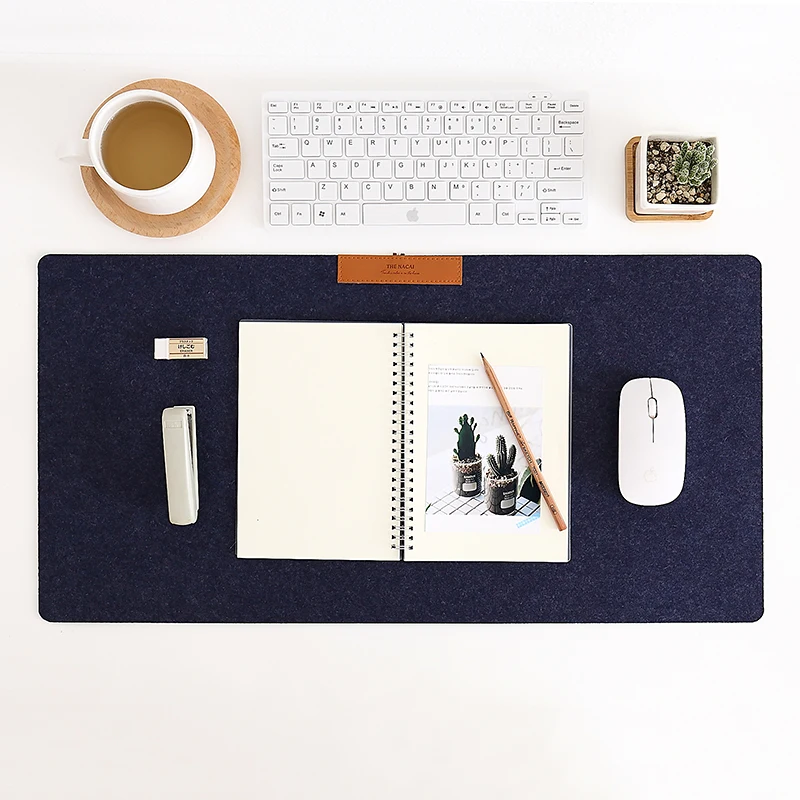 Custom Size Mouse Pad Anti-slip Office Felt Desk Mat With Leather For Computer