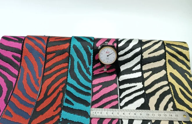 5cm Wide Zebra Stripe Printing Guitar Strap Belts Ribbon Jacquard Bag Purse Strap  Polyester Nylon Webbing