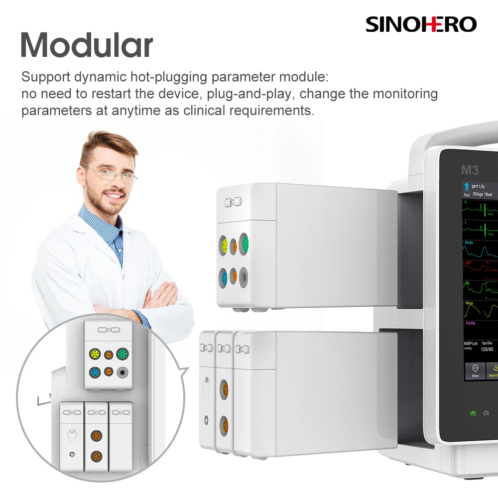 Medical Equipment Etco2 NIBP Portable Patient Monitor Multiparameter Cardiac Multipara Patient Monitor Medical Device CE ISO