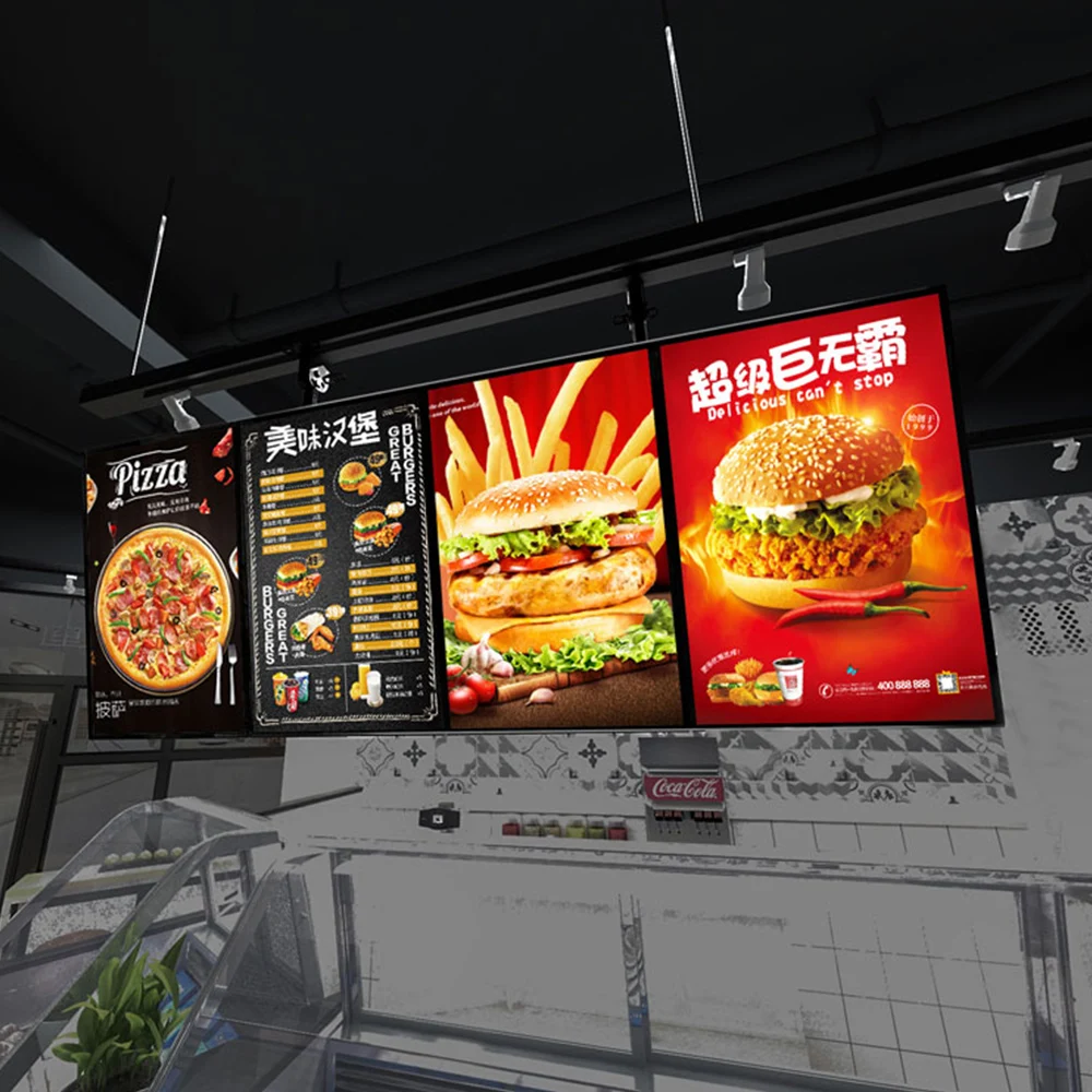  Magnetic absorption ultra-thin TV light box billboard hanging wall milk tea shop menu ordering price list display