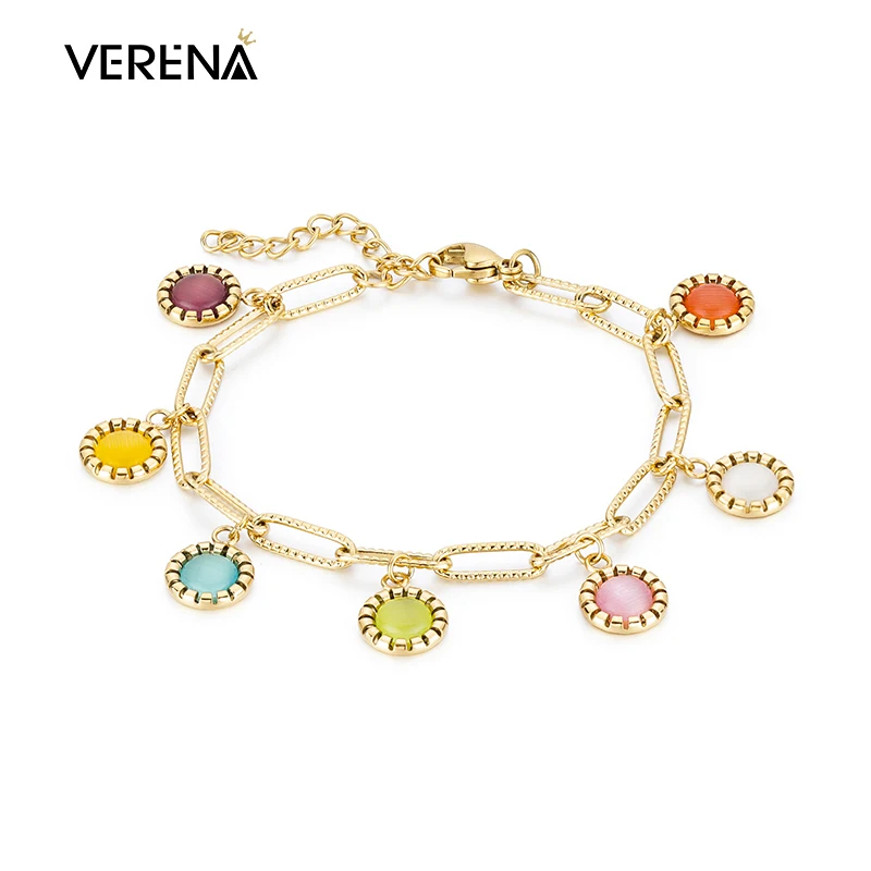 
Цепочка на скрепке счастливый женский браслет из нержавеющей стали с натуральным камнем 