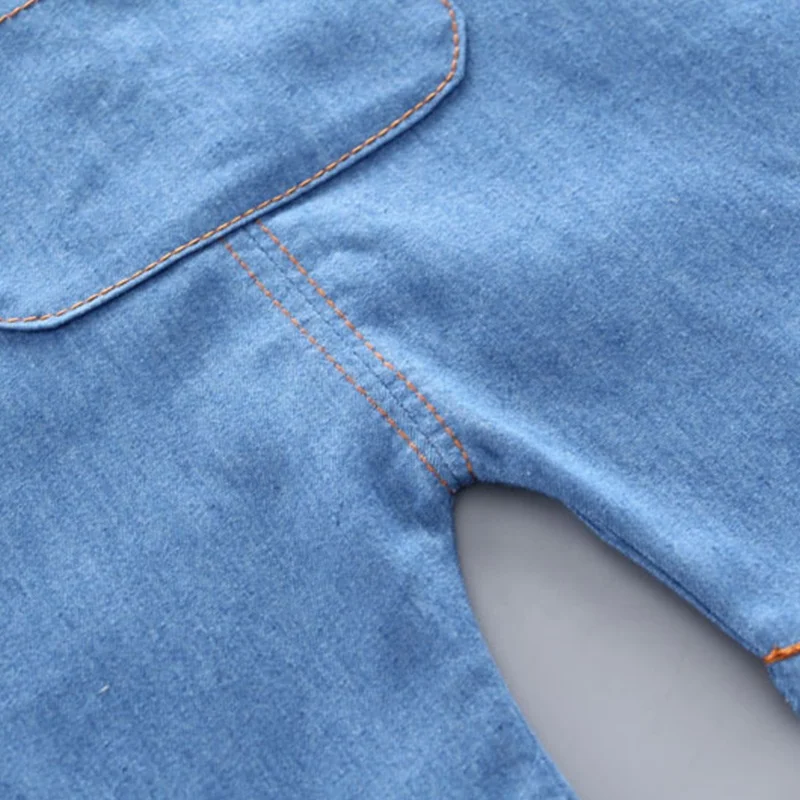 Denim Strappy Pants Short Sleeve New Born Checkered Romper Baby Clothes Boy Summer Set  Newborn